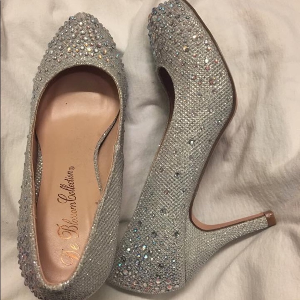 Silver Sparkly Rhinestone Heels